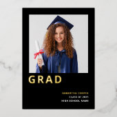 シンプルGrad 2025金実在箔ブラック発表 箔招待状 (正面)