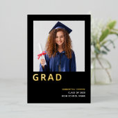 シンプルGrad 2025金実在箔ブラック発表 箔招待状 (立ち正面)