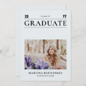 シンプルGray卒業写真の発表 案内状 (正面/裏面)