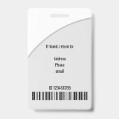 シンプルGray Gray CircleフォトロゴバーコードIDコード バッジ (裏面)