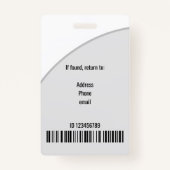 シンプルGray Gray CircleフォトロゴバーコードIDコード バッジ (裏面)