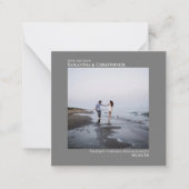 シンプルGray Wedding日付を保存フォトミニ ノートカード (正面)