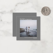 シンプルGray Wedding日付を保存フォトミニ ノートカード (正面/裏面インサイチュ)