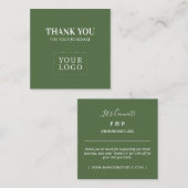シンプルGreenモダン Thank you Business Card スクエア名刺 (正面/裏面)
