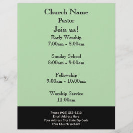 シンプルGreen Church Flyer、Join Us Services チラシ