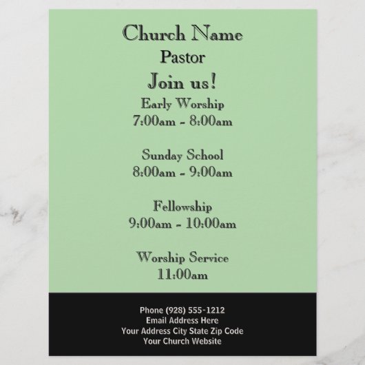 シンプルGreen Church Flyer、Join Us Services チラシ (正面)