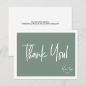シンプルGreen White Company Logo Social Thank You サンキューカード (正面/裏面)