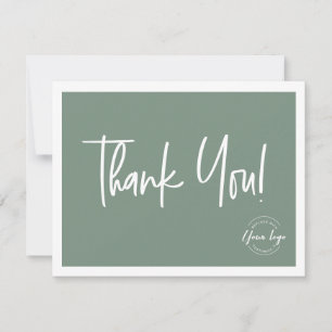 シンプルGreen White Company Logo Social Thank You サンキューカード