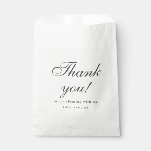シンプルGrey White Thank You Script フェイバーバッグ (正面)