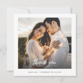 シンプルHand Lettered Photo結婚's Thank you ノートカード (正面)