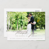 シンプルHandwrite Script Classy's 結婚 Thank You ポストカード (正面/裏面)