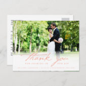 シンプルHandwrite Script Classy's 結婚 Thank You ポストカード (正面/裏面)