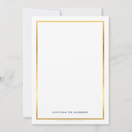 シンプルHANUKKAHスクア祝プ写真金ゴールド海軍 招待状 (裏面)