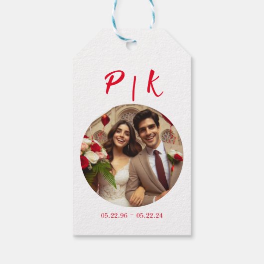 シンプルHappy Anniversary白スペインの写真 ギフトタグ (裏面)