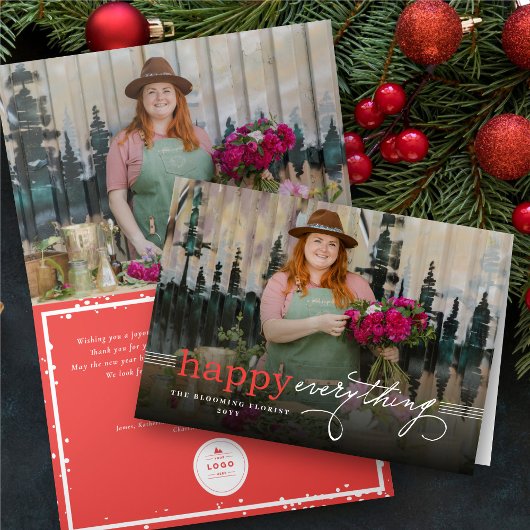 シンプルHappy Everythingフォトビモダンジネス シーズンカード