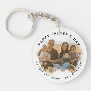 シンプルHappy Father's Day家族写真 キーホルダー