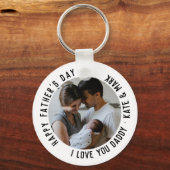 シンプルHappy Father's Day Love You Daddy写真 キーホルダー (正面)