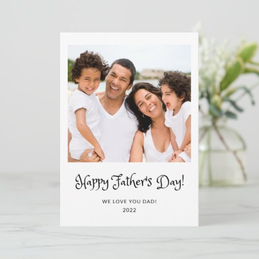 シンプルHappy Father's Day Scriptの写真 カード (スタンド正面)