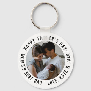 シンプルHappy Father's Day Worldの最高のパパ キーホルダー