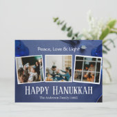 シンプルHappy Hanukkahエレガント家族の写真 シーズンカード (スタンド正面)