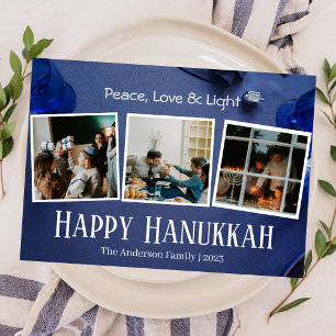 シンプルHappy Hanukkahエレガント家族の写真 シーズンカード
