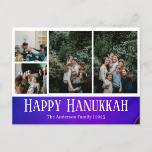 シンプルHappy Hanukkahエレガント家族の写真 シーズンポストカード