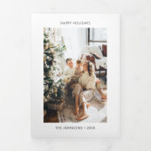 シンプルHappy Holidaysのミニマル写真 三つ折りクリスマスカード (カバー)