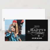 シンプルHAPPY HOLIDAYSフォトカードブラック シーズンカード (正面/裏面)