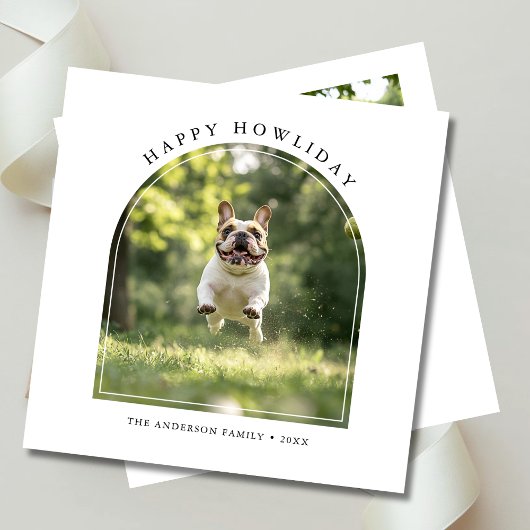 シンプルHappy Howlidays Christmas Dog Arch写真 シーズンカード
