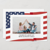 シンプルHappy Labor Day Photo with USA flag (正面/裏面)