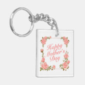 シンプルHappy Mother's Dayフローラフレームキーチェーン キーホルダー (正面左)