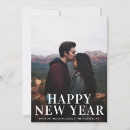 シンプルHappy New Yearの写真モダン シーズンカード