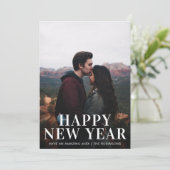 シンプルHappy New Yearの写真モダン シーズンカード (スタンド正面)