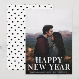 シンプルHappy New Yearの写真モダン シーズンカード