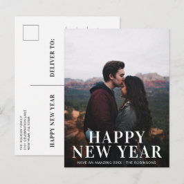 シンプルHappy New Yearの写真モダン シーズンポストカード