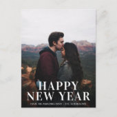 シンプルHappy New Yearの写真モダン シーズンポストカード (正面)