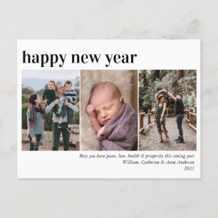 シンプルHappy New Yearシックミニマル3 Photo Collage シーズンポストカード