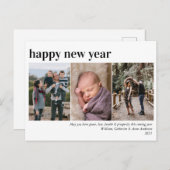 シンプルHappy New Yearシックミニマル3 Photo Collage シーズンポストカード (正面/裏面)