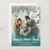 シンプルHappy New Year Messageフォトホリデーカード シーズンカード (正面/裏面)