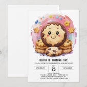 シンプルHappy Printable Cookie誕生日 招待状 (正面/裏面)