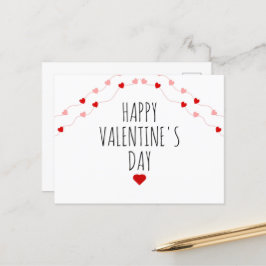 シンプルHappy Valentines Day文字列ハート シーズンポストカード