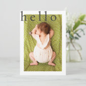 シンプルHelloタイポグラフィフォトベビーのお知らせ 案内状 (スタンド正面)