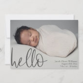 シンプルHelloベビー写真のお知らせ 案内状 (正面)