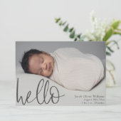 シンプルHelloベビー写真のお知らせ 案内状 (スタンド正面)