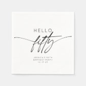 シンプルHello Fifty 50th Birthday Party スタンダードカクテルナプキン (正面)
