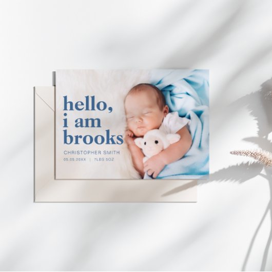 シンプルHello I Am Birth Announcement Card 招待状