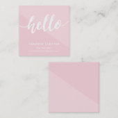 シンプルHELLO SCRIPT手描きタイプ幾何学的ピンク スクエア名刺 (正面/裏面)