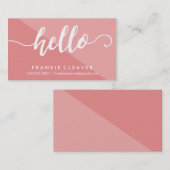 シンプルHELLO SCRIPT手描き型コーラルホワイト 名刺 (正面/裏面)