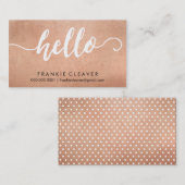 シンプルHELLO SCRIPT手描き型バラ金ゴールド箔 名刺 (正面/裏面)