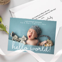 シンプルHello World Photo Birth Announcement